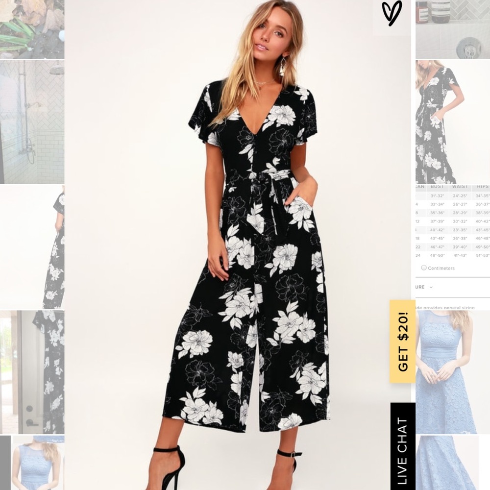 NWOT Lulus floral jumpsuit button up culottes L